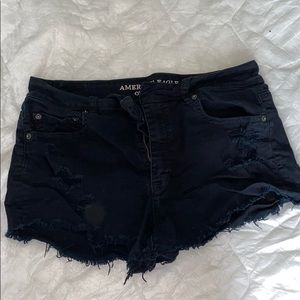 Black high waisted ripped jean shorts